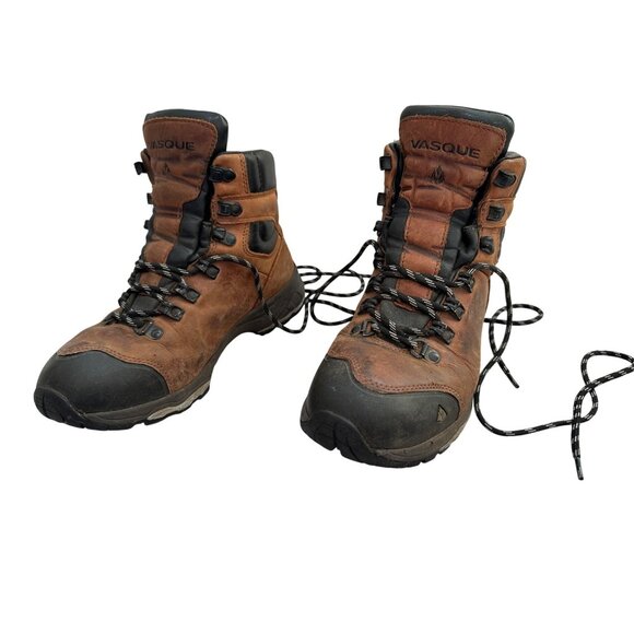 Vasque Vibram Mens Hiking Boots Size 7M Brown/Black Leather Lace Up 716M - Picture 1 of 13